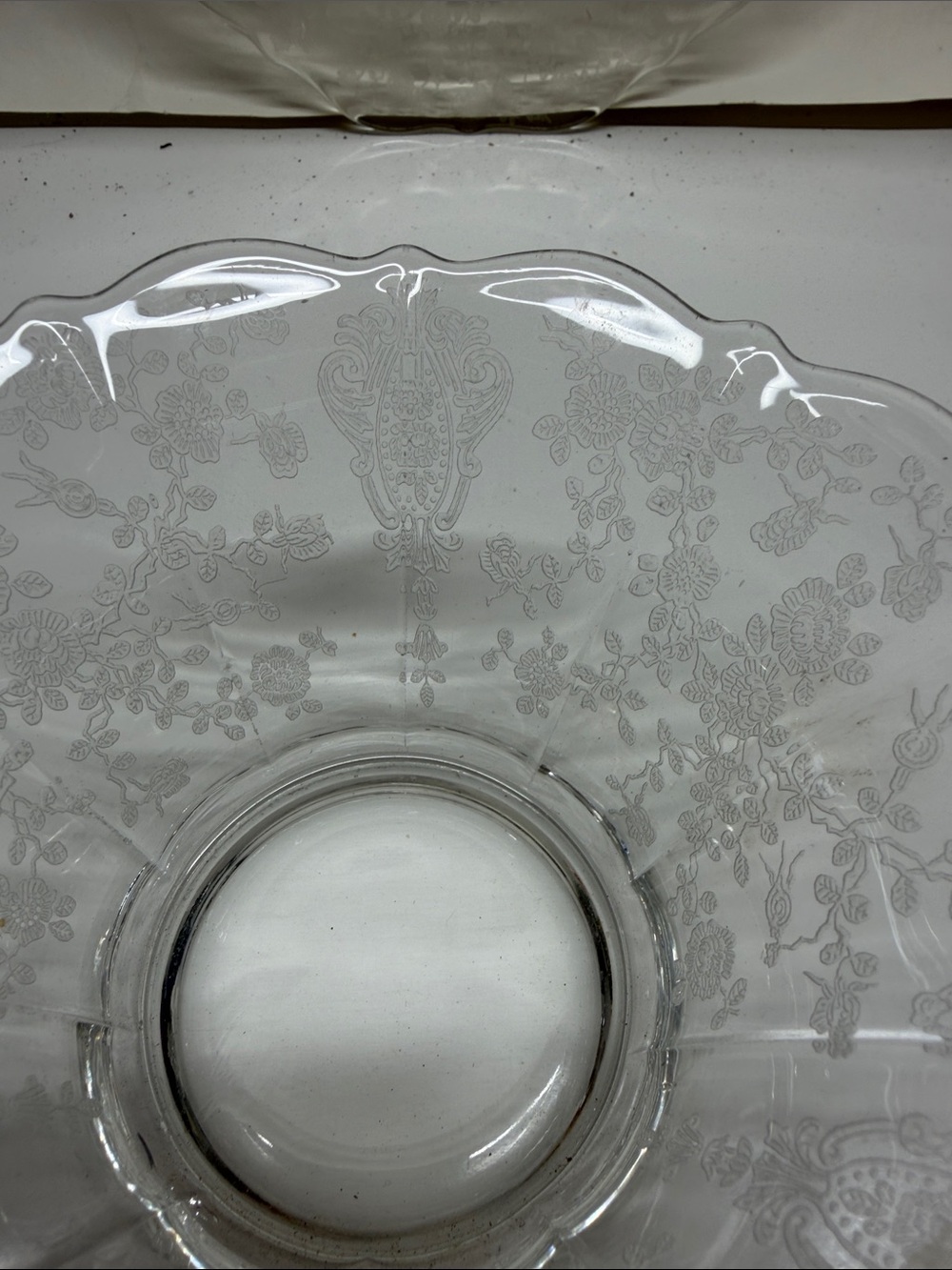 Fostoria Clear Etched Glass Bowl and Plate Set - Floral Pattern - Picture 3 of 3